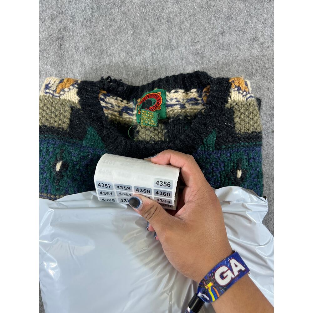 Vintage 80s Boston Traders Sweater Mens XL Multicolor Wool Knit Pullover Jumper - Picture 8 of 8
